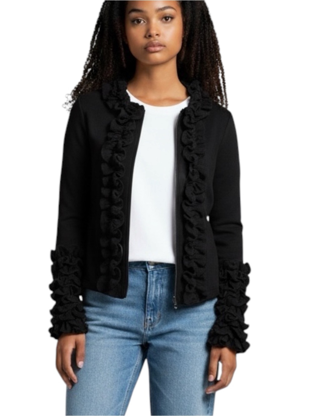 Boston Proper Black Exaggerated Smocked Jacket NWOT Size L WhimsiGoth